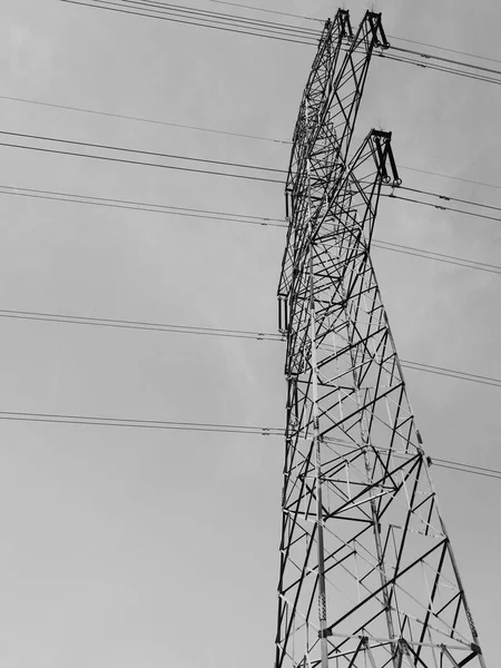 Linee Elettriche Alta Tensione Cielo — Foto Stock