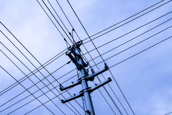 Linee Elettriche Alta Tensione Cielo — Foto Stock