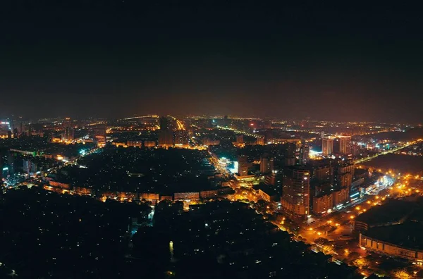 Vista Nocturna Ciudad Barcelona España — Foto de Stock