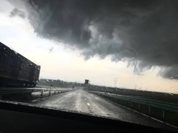 stock image rainy clouds in dark sky