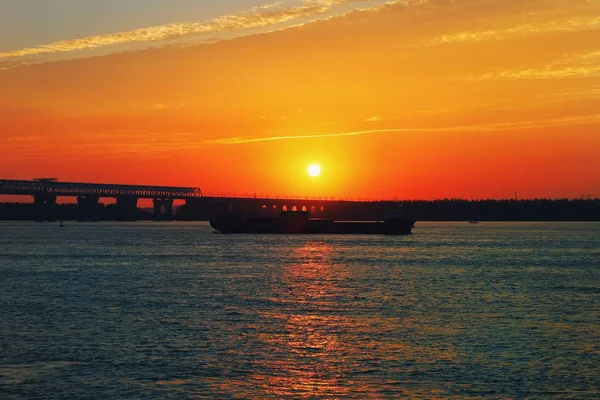 Puesta Sol Sobre Mar — Foto de Stock