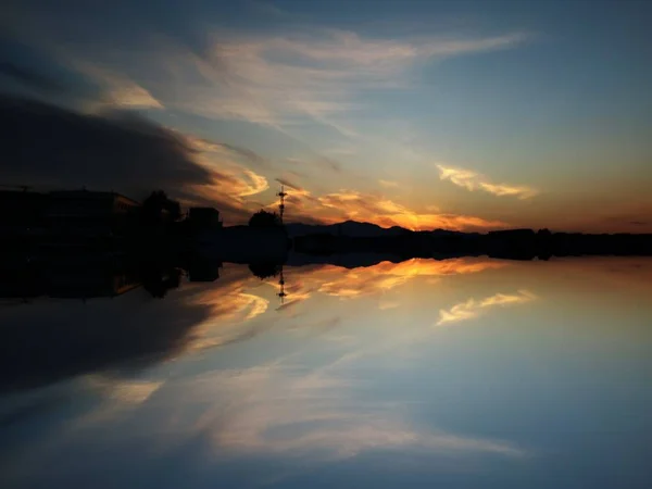 Krásný Výhled Jasný Západ Slunce — Stock fotografie