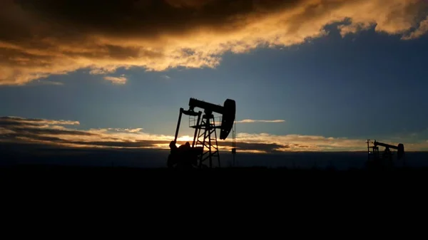 Plataforma Aceite Atardecer — Foto de Stock