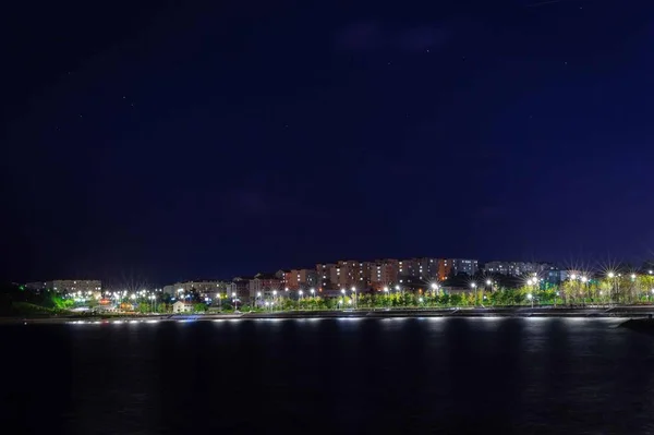 Vista Nocturna Ciudad Capital Del Monumento Más Famoso Del Mundo — Foto de Stock