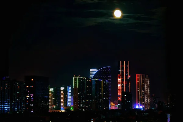 Vista Nocturna Ciudad Atardecer — Foto de Stock