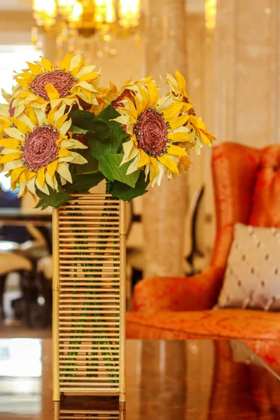 beautiful bouquet of sunflowers in a vase