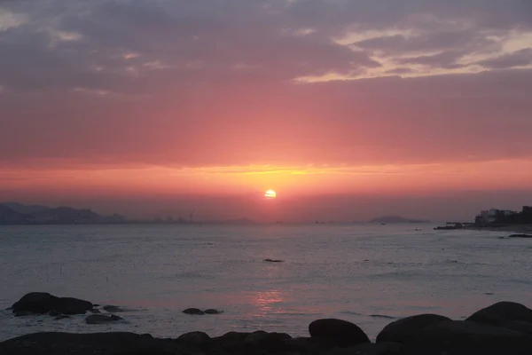 Puesta Sol Sobre Mar — Foto de Stock