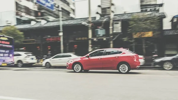 Automóvil Foto Calle Ciudad Con Coches — Foto de Stock