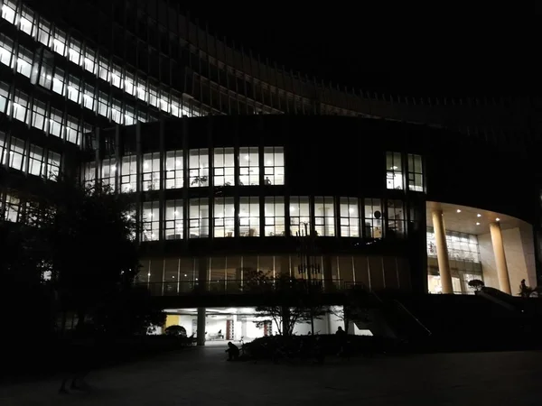 Vista Nocturna Del Antiguo Edificio Ciudad Barcelona — Foto de Stock