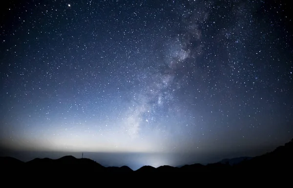 Нічний Вид Красивий Молочний Шлях Нічне Небо Зірками — стокове фото