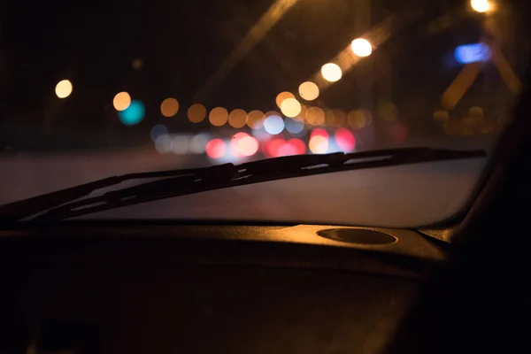 Coche Conduciendo Noche — Foto de Stock