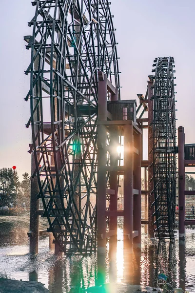 Central Eléctrica Industrial Por Noche — Foto de Stock