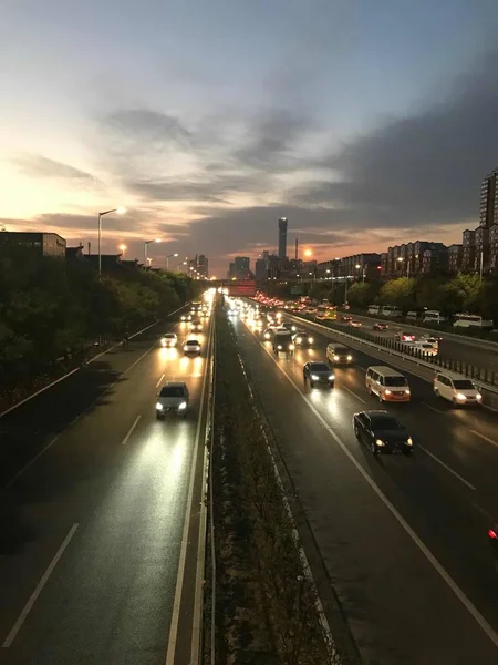 Tráfico Ciudad Por Noche — Foto de Stock