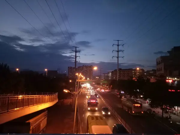 Vista Nocturna Ciudad — Foto de Stock