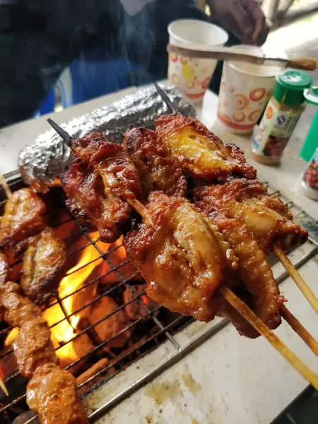 Costillas Cerdo Parrilla Con Verduras Especias — Foto de Stock