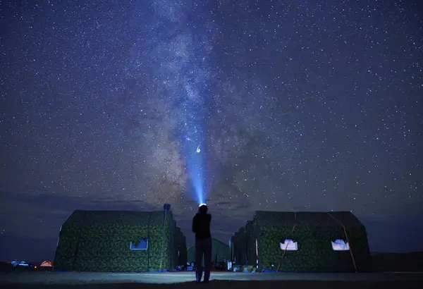 Cielo Nocturno Con Estrellas Vía Láctea Galaxia Astronómica — Foto de Stock