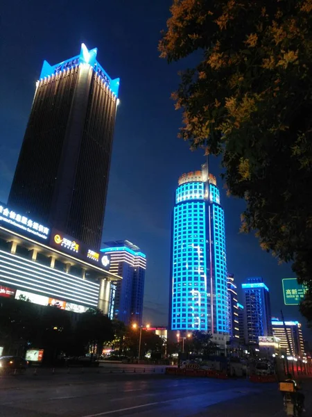 Vista Nocturna Ciudad Shanghai China — Foto de Stock