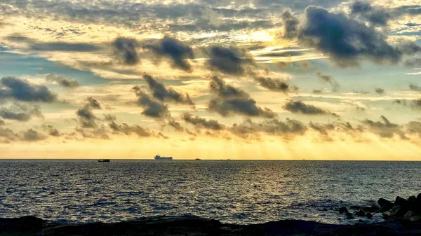 Puesta Sol Sobre Mar — Foto de Stock