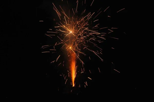 Fuochi Artificio Nel Cielo Notturno Pirotecnica — Foto Stock