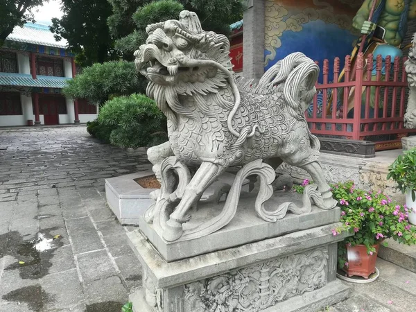 Estatua León Templo Ciudad Tailandia — Foto de Stock