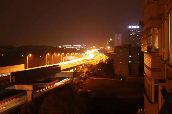 stock image night view of the city of barcelona