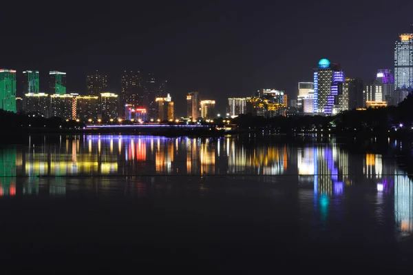 stock image night view of the city at dusk