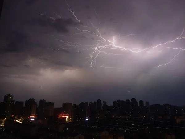 lightning in rainy sky, storm and thunderstorm