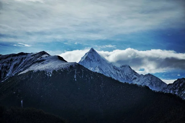 mountain landscape with snow and blue sky