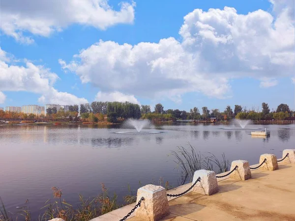 Vista Ciudad Del Parque Verano — Foto de Stock