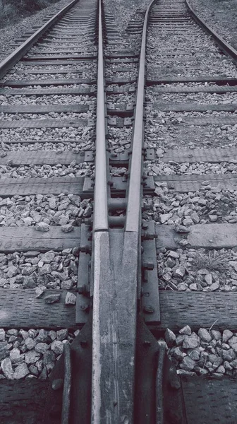 Trilhos Ferroviários Velhos Cidade — Fotografia de Stock