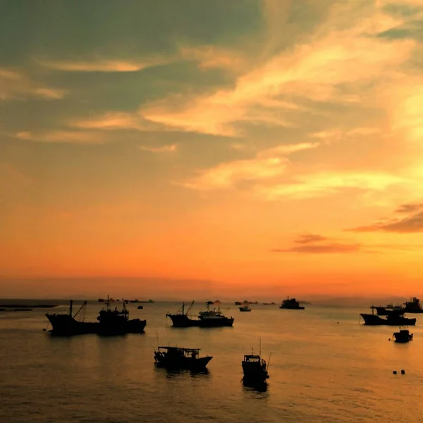 Puesta Sol Sobre Mar — Foto de Stock