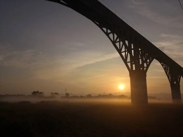 Puesta Sol Sobre Río — Foto de Stock