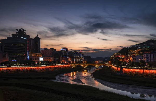 Vista Nocturna Ciudad Capital China — Foto de Stock