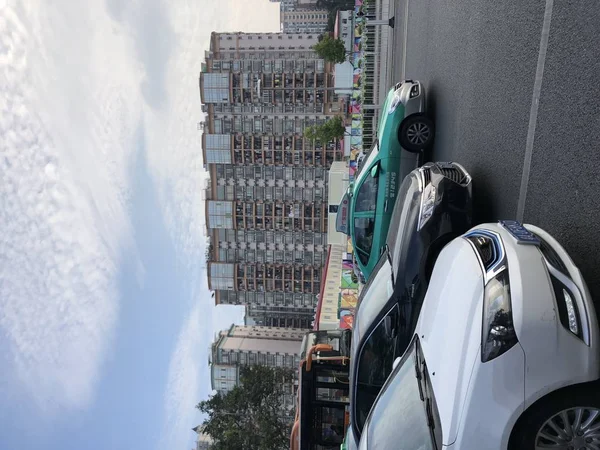 stock image car crash on the roof of the city