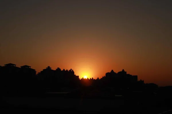 Puesta Sol Sobre Ciudad India — Foto de Stock