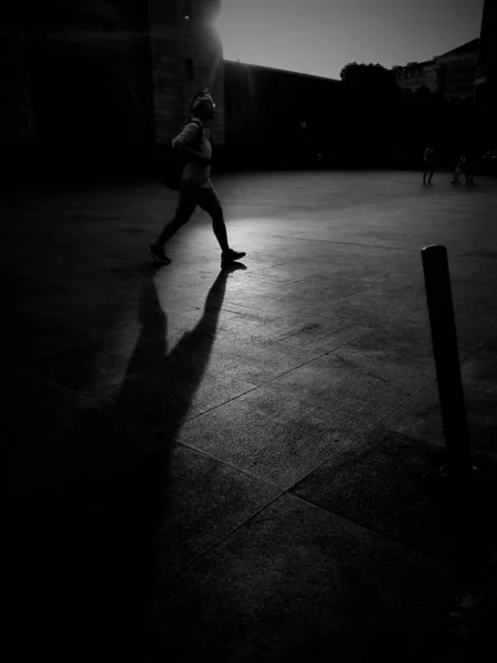 silhouette of a man in black and white