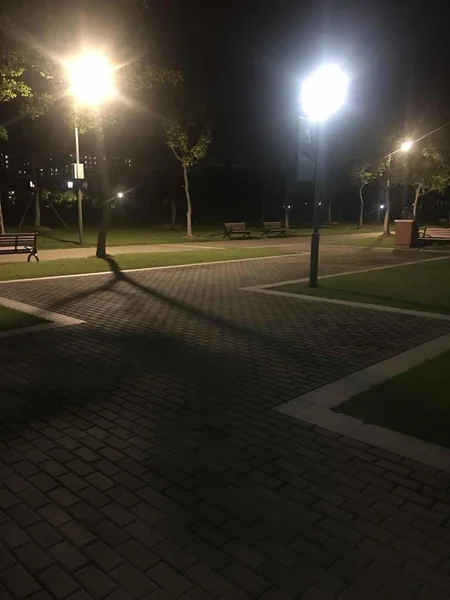 Noche Parque Ciudad Por Noche — Foto de Stock