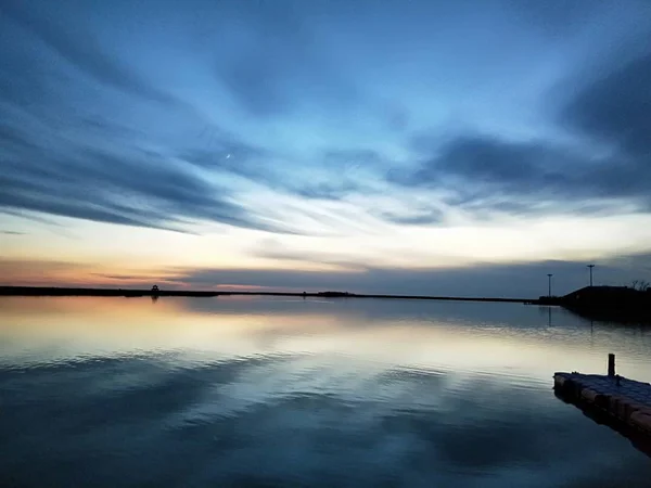 Západ Slunce Nad Jezerem Večer — Stock fotografie