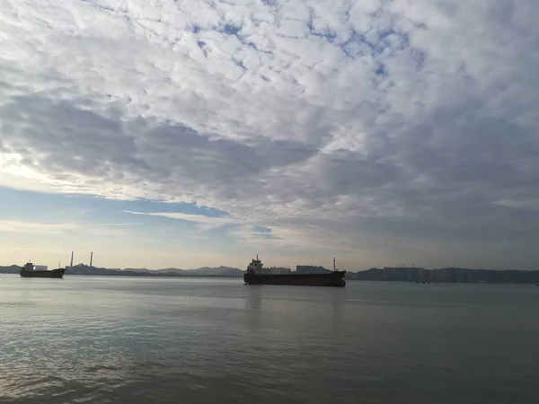 cargo ship in port, transportation in sea