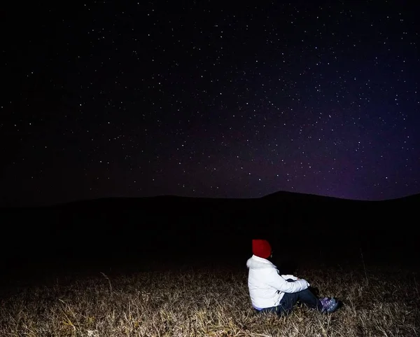 Осенние Прерии Отличное Место Увидеть Звезды — стоковое фото