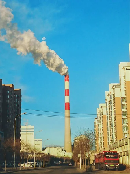 old factory on industrial background