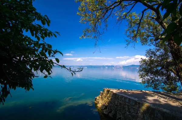 beautiful landscape with lake and sea