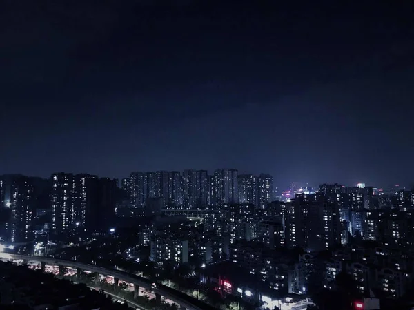 Vista Nocturna Ciudad Atardecer — Foto de Stock