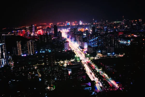 Νυχτερινή Θέα Της Πόλης Σούρουπο — Φωτογραφία Αρχείου