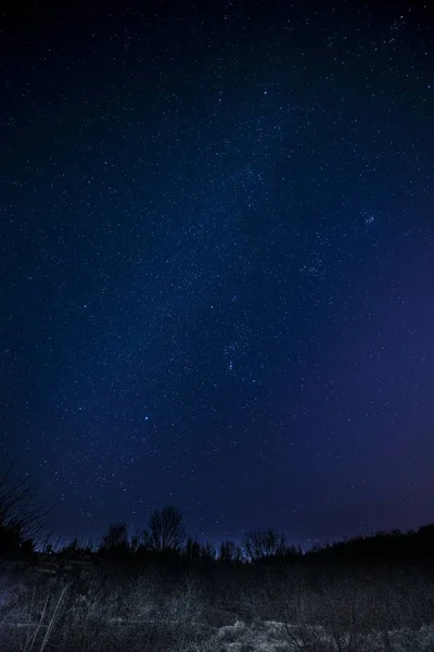 Céu Noturno Com Estrelas Lua — Fotografia de Stock