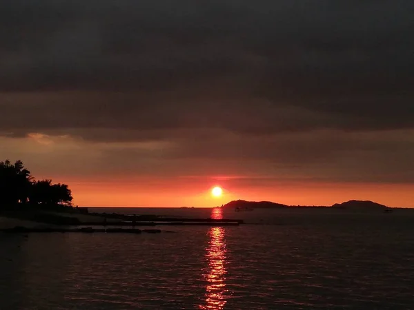 Puesta Sol Sobre Mar — Foto de Stock