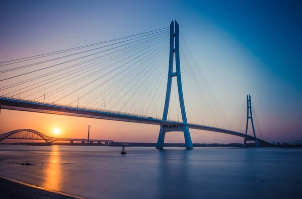 Puente Dorado Atardecer — Foto de Stock