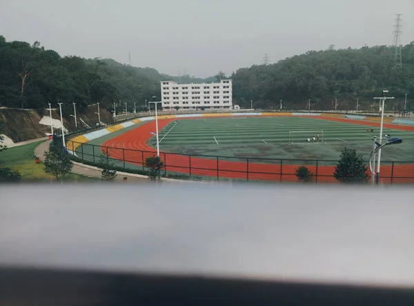 Vista Aérea Del Estadio Con Sol Cielo — Foto de Stock