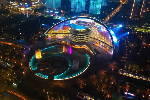 Vista Nocturna Ciudad Centro Singapur — Foto de Stock