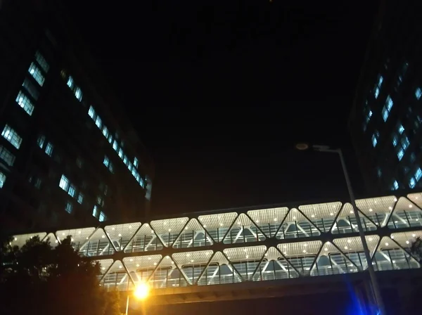 Vista Nocturna Ciudad Las Luces Del Puente — Foto de Stock